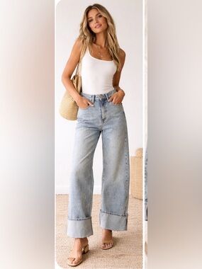 NEW‼️ GAP High Rise Stride Jeans ✨ 24/00 NWT Acid Wash Wide Leg Denim